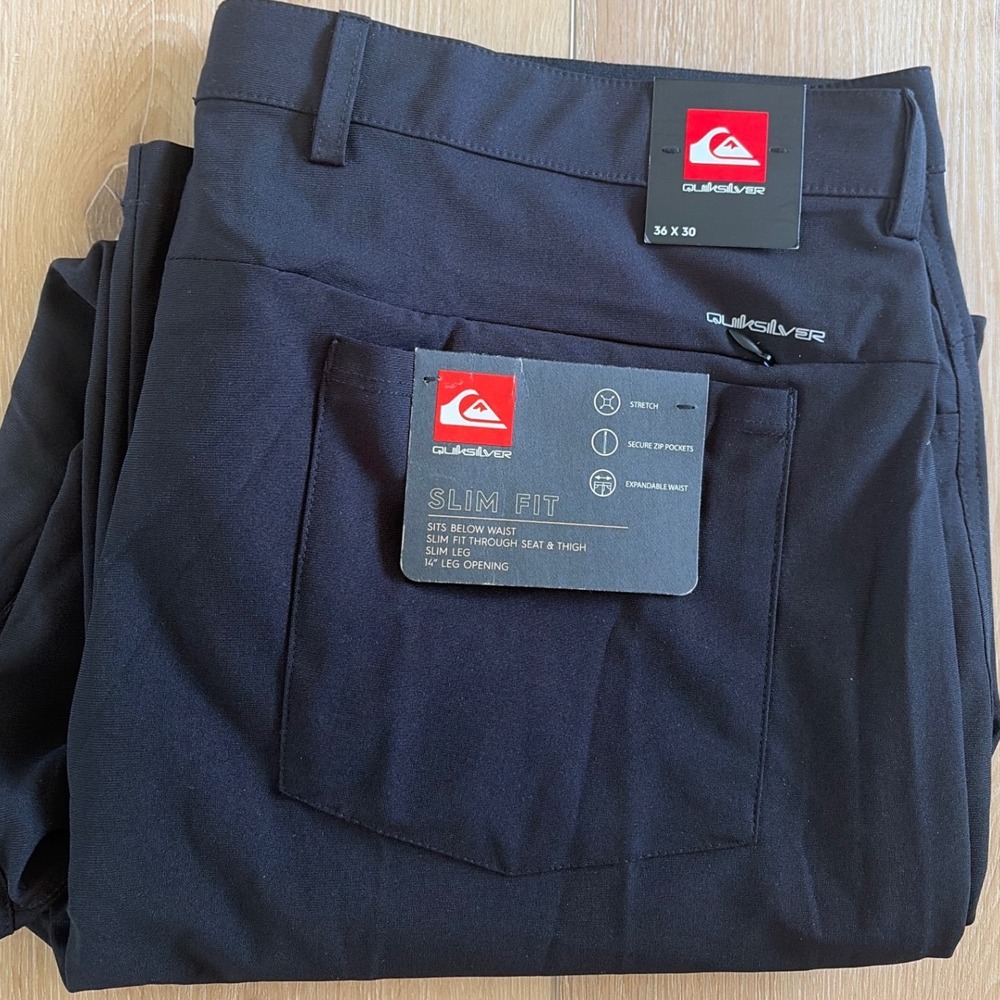 Quiksilver Slim Fit Stretch Tech Pants Mens 36x30 Black performance chino